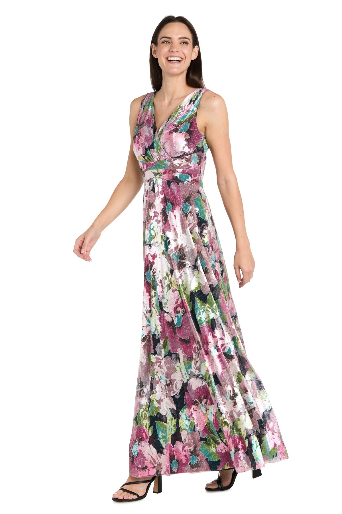 Formal Dresses Long Floral Print Evening Formal Dress R&M Richards 3897 Pink/Multi
