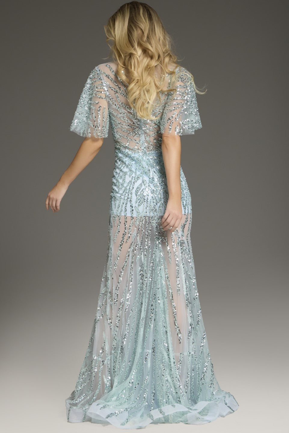 Formal Dresses Fitted Sequin Long Formal Evening Dress Light Blue