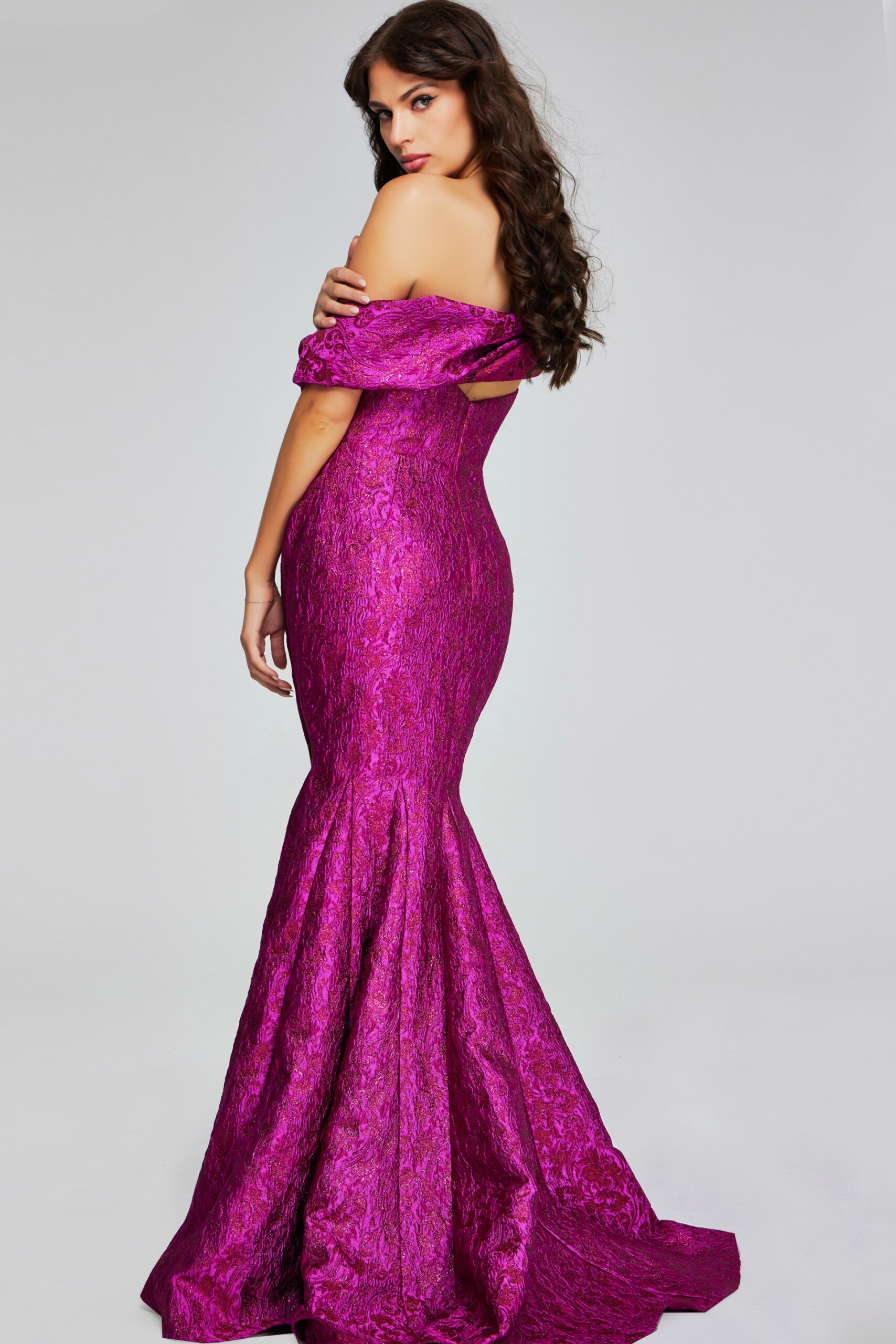 Prom Dresses Long Mermaid Pleated Formall Evening Porm Dress Fuchsia