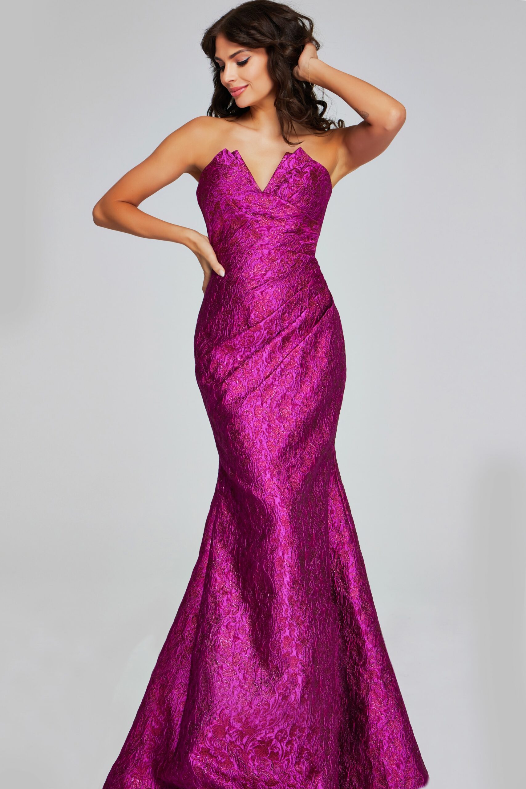 Prom Dresses Long Mermaid Pleated Formal Evening Prom Dress Fuchsia