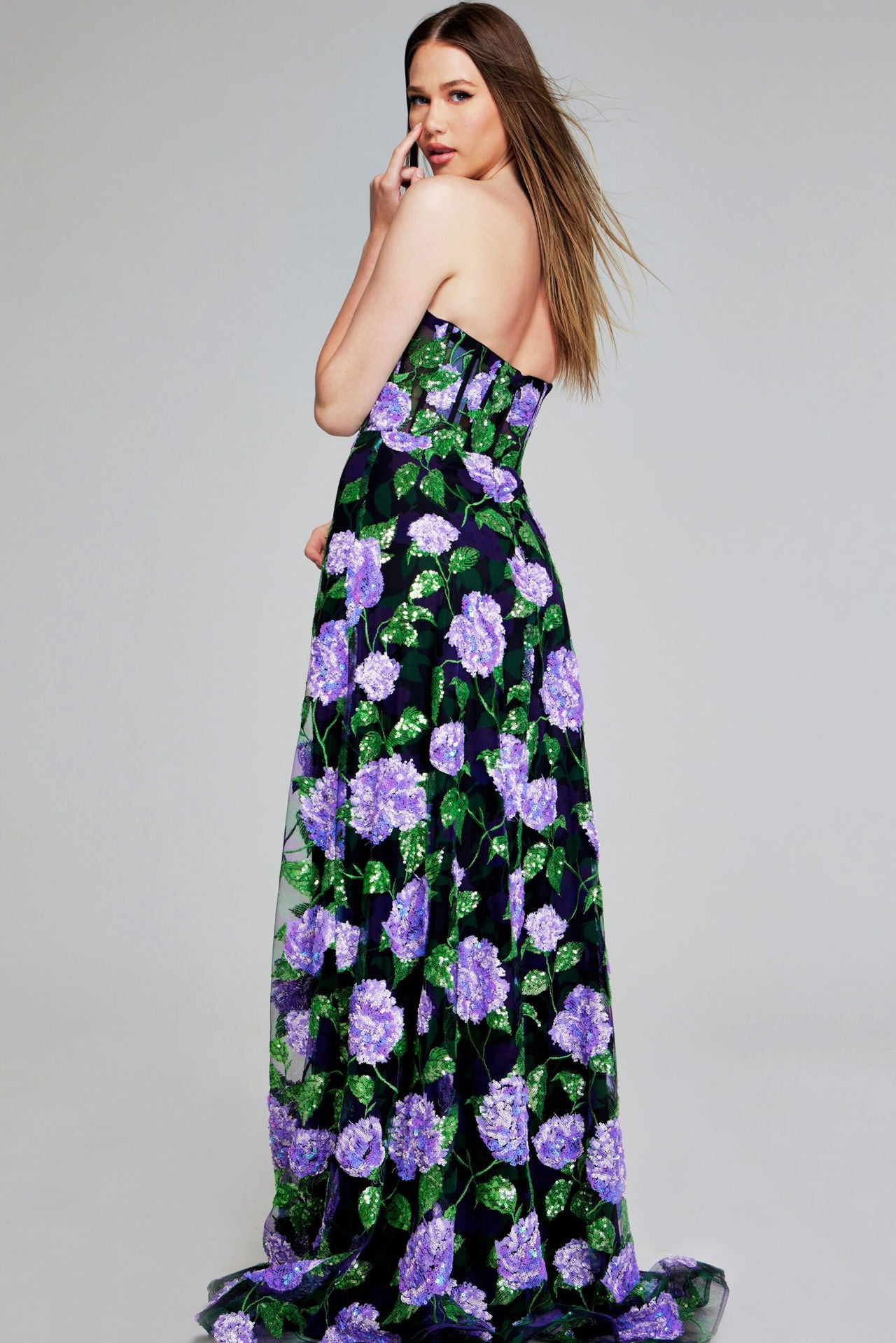 Prom Dresses Formal Long Floral Sequin Evening Prom Dress Purple Multi