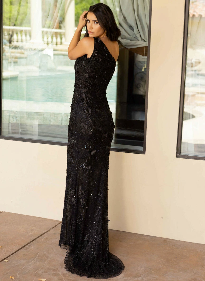 Prom Dresses Asymmetrical Long Fitted Prom Dress Black