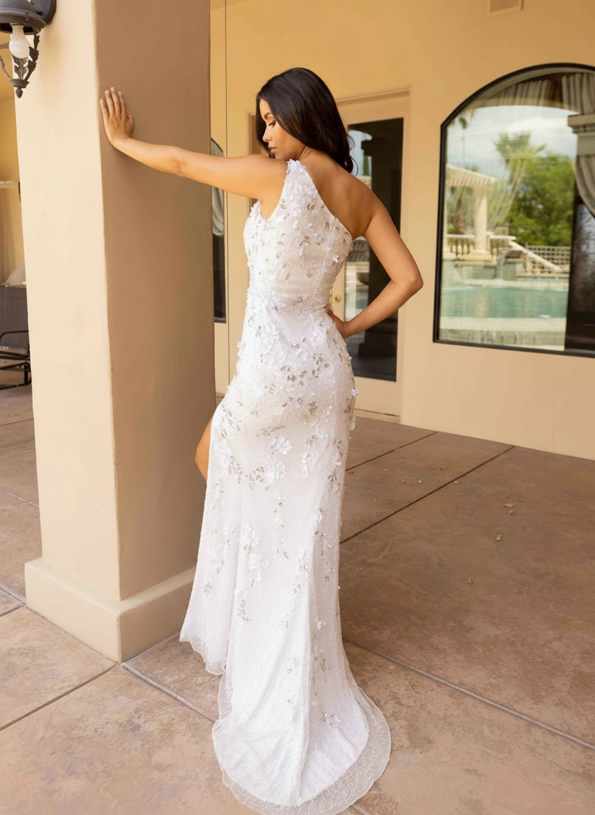 Prom Dresses Asymmetrical Long Fitted Prom Dress Ivory