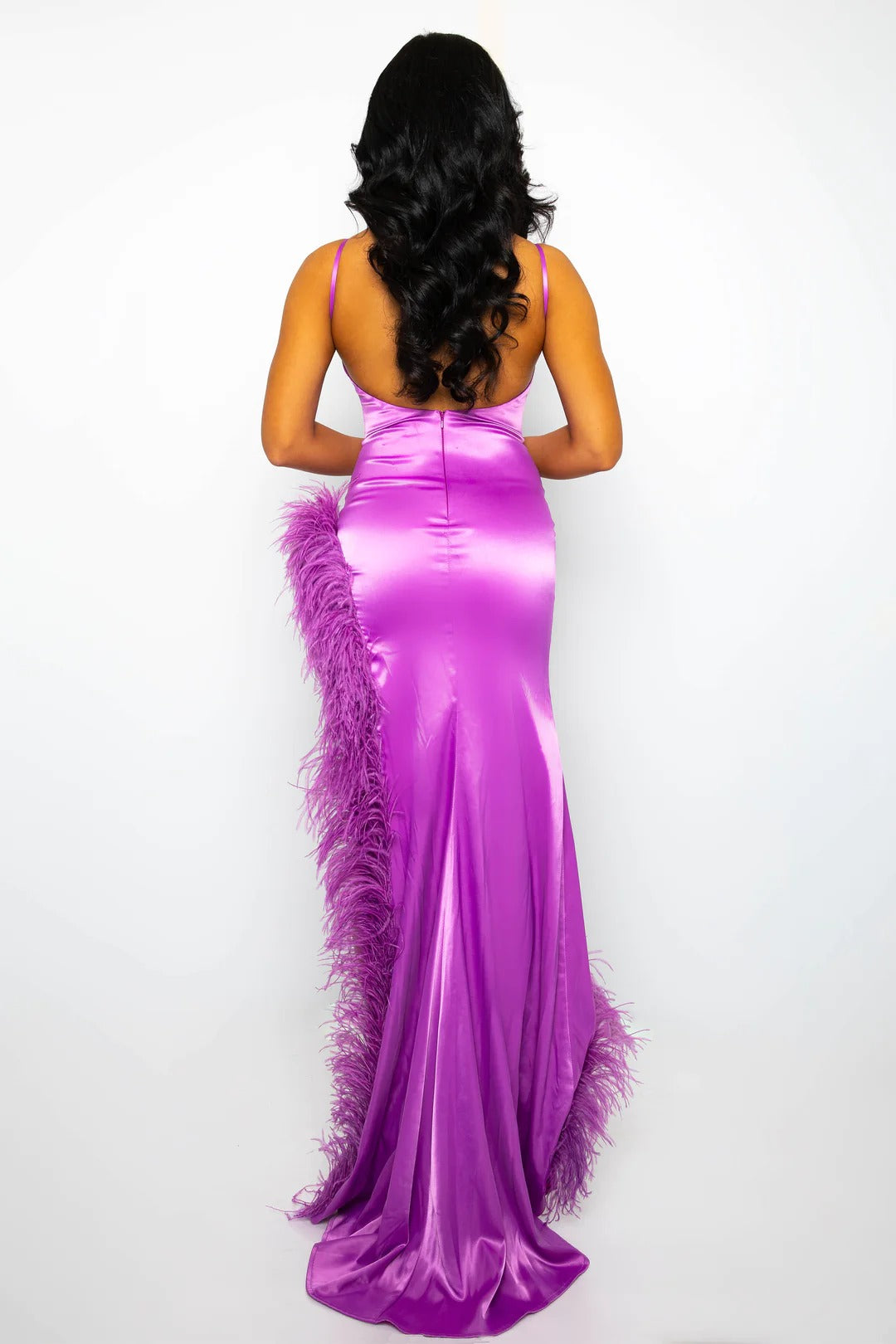 Prom Dresses Long Feather Slit Prom Dress Violet