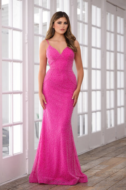 Prom Dresses Long Beaded Prom Dress Hot Pink