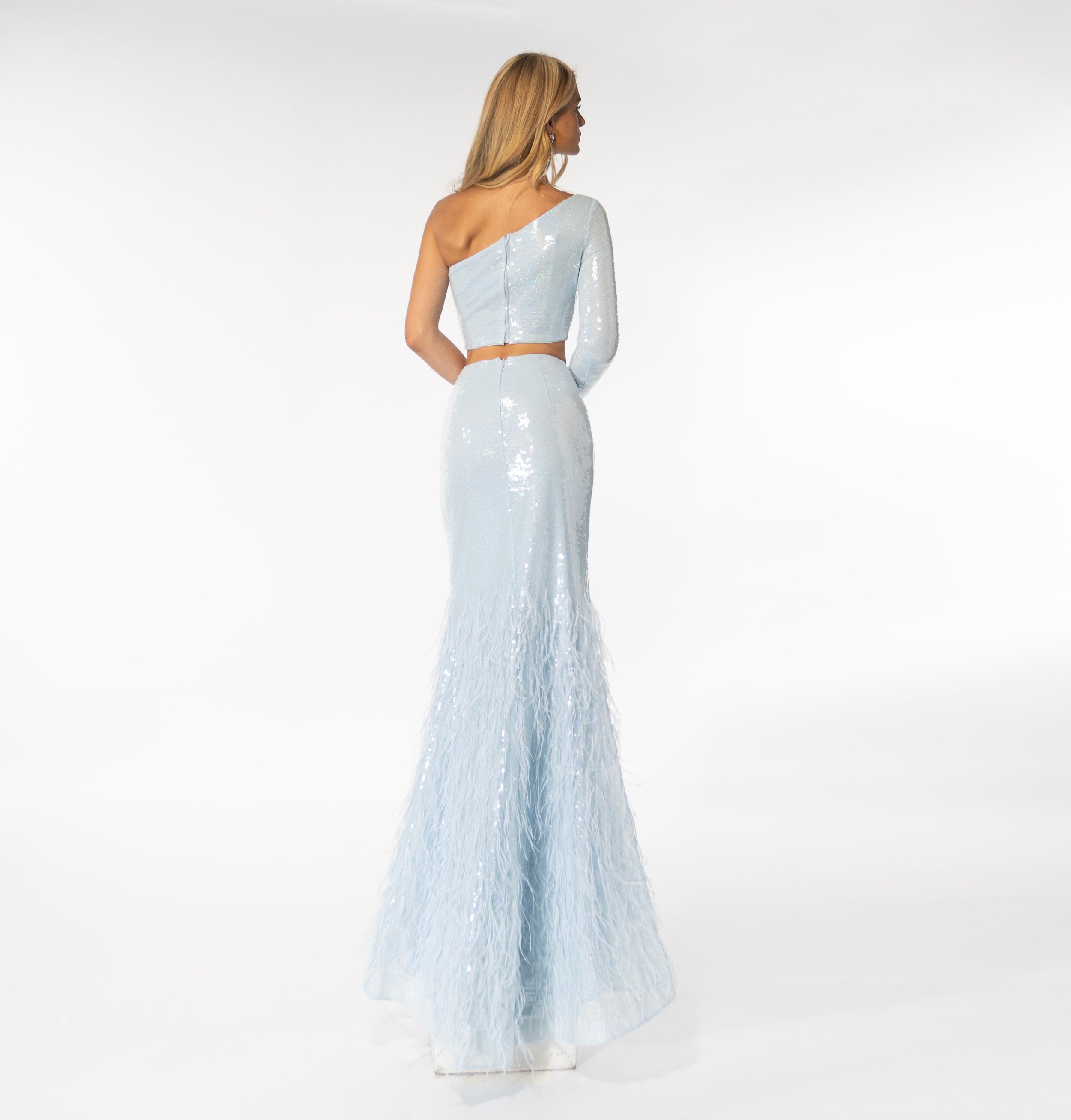 Prom Dresses Two Piece Long Prom Dress Light Blue