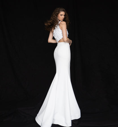 Prom Dresses Prom Two Piece Long Slit Dress White