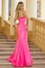 Prom Dresses Sequins Long Prom Fitted Gown Iridescent Neon Pink
