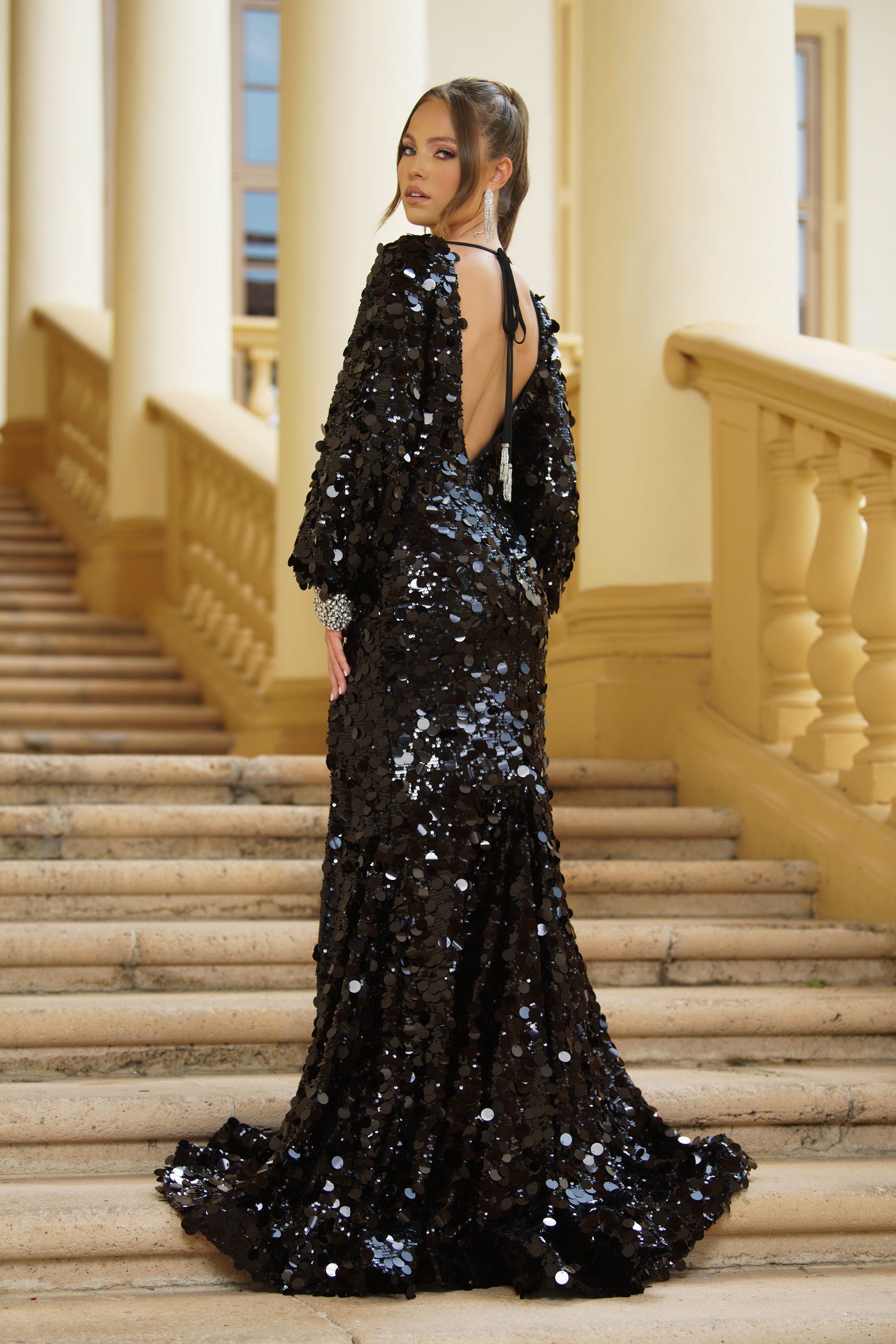 Prom Dresses Long Paillettes Evening Prom Dress Black