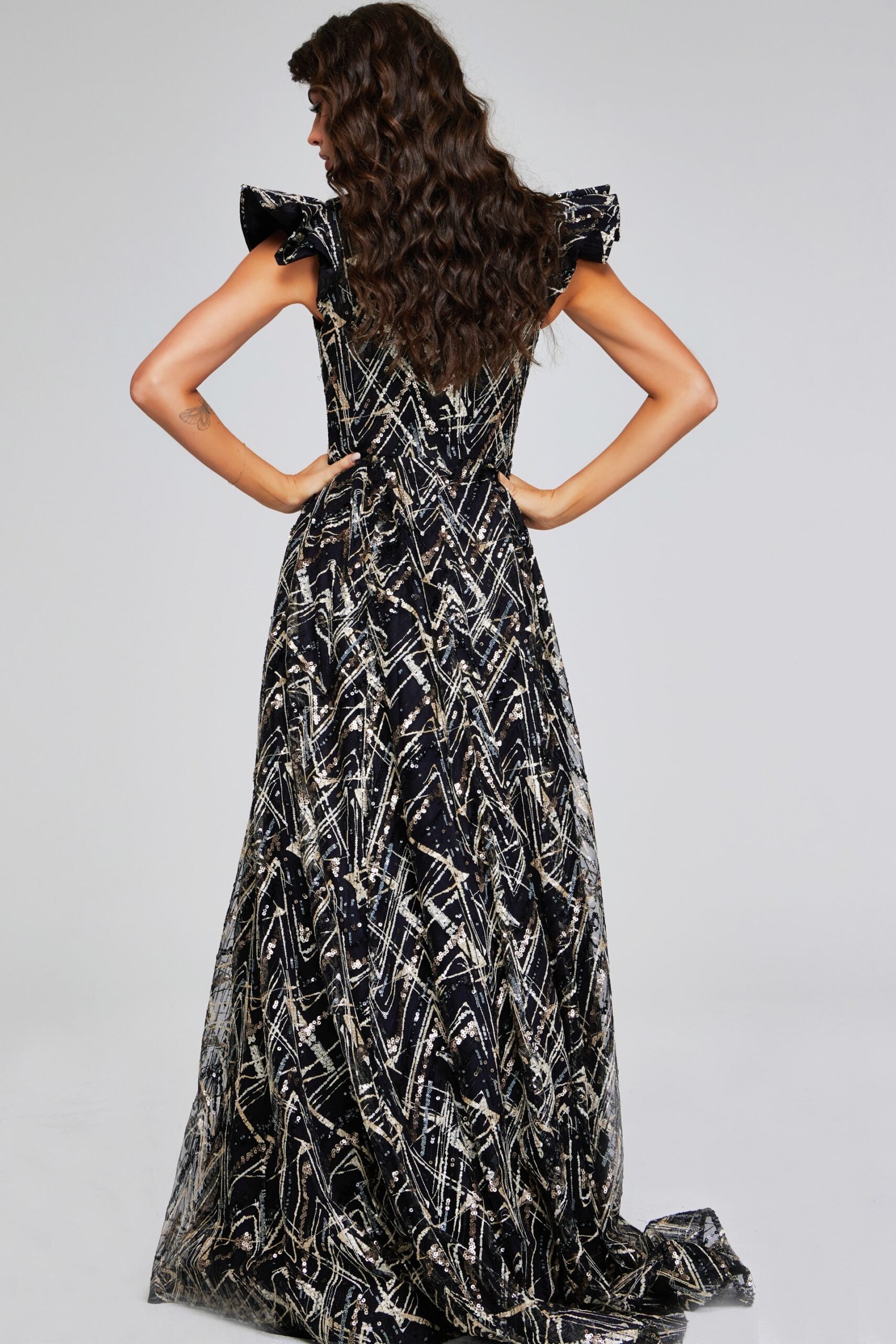 Formal Dresses Long Beaded Sequin A Line Formal Evening Dress Black/Gold