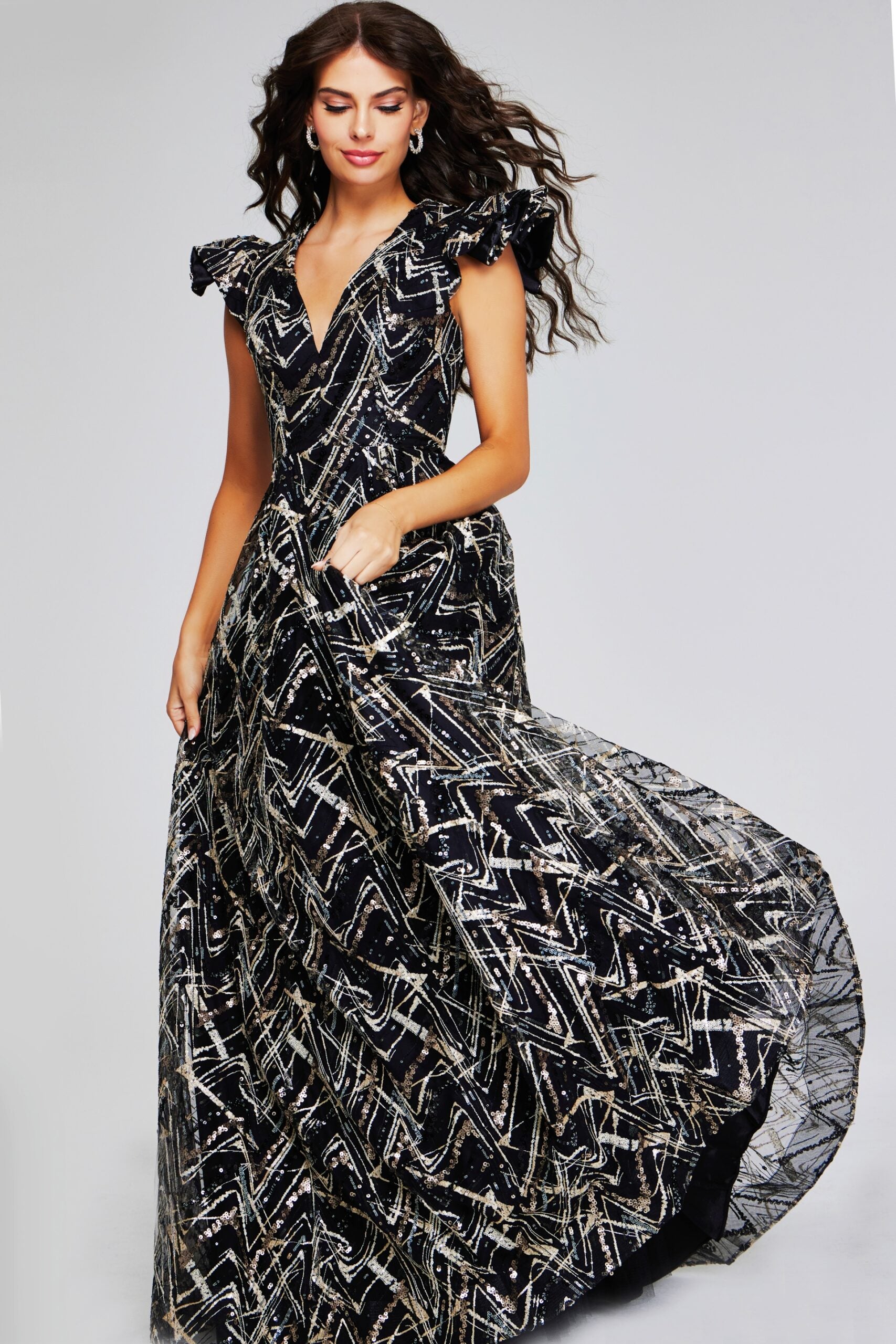 Formal Dresses Long Beaded Sequin A Line Formal Evening Dress Black/Gold