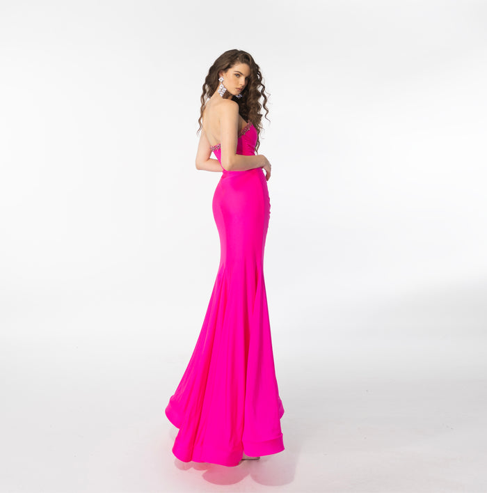 Prom Dresses Prom Long Fitted Slit Dress Fuchsia