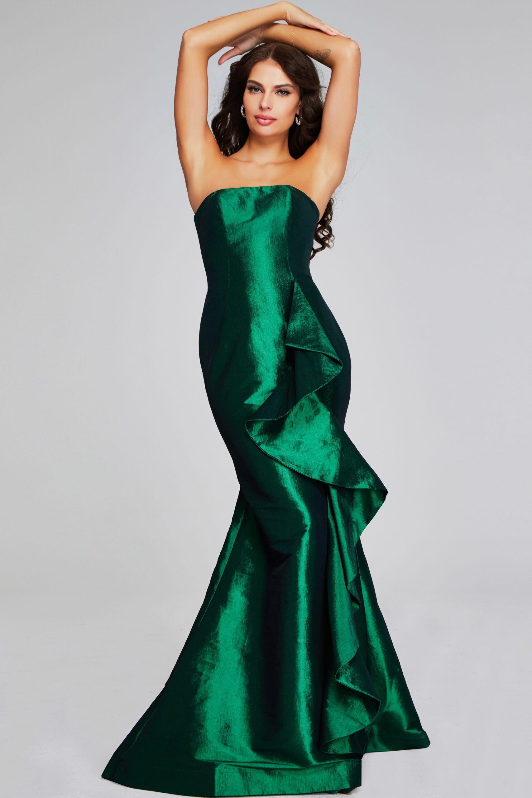 Formal Dresses Long Formal Mermaid Ruffled Evening Dress Dark Green