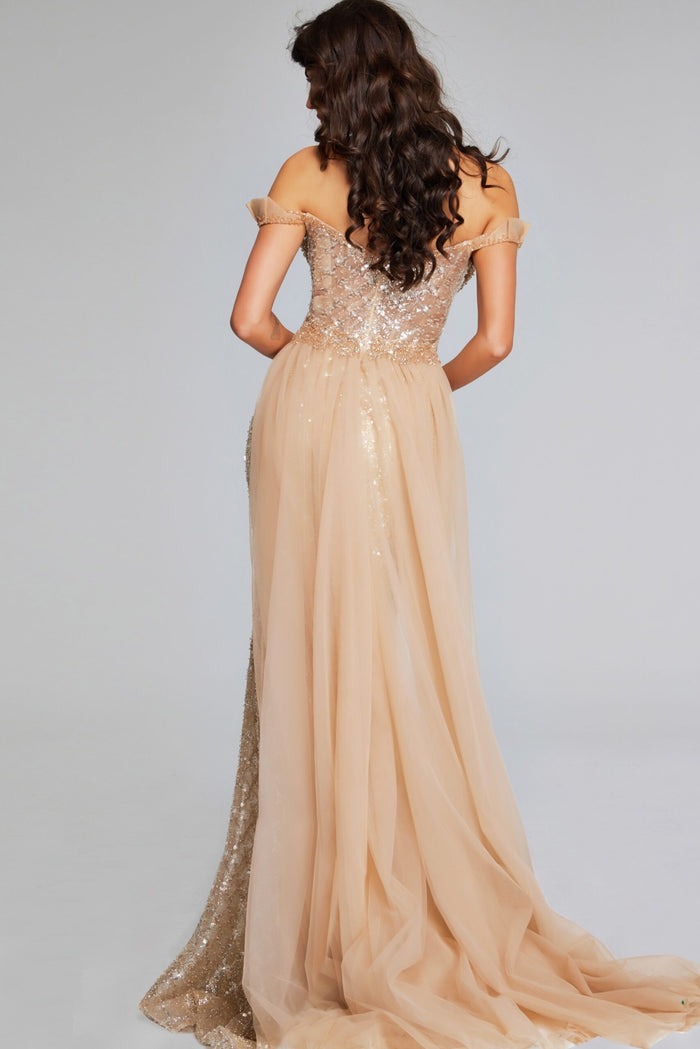 Formal Dresses Fitted Sequin Long Mermaid Formal Evening Dress Light Brown