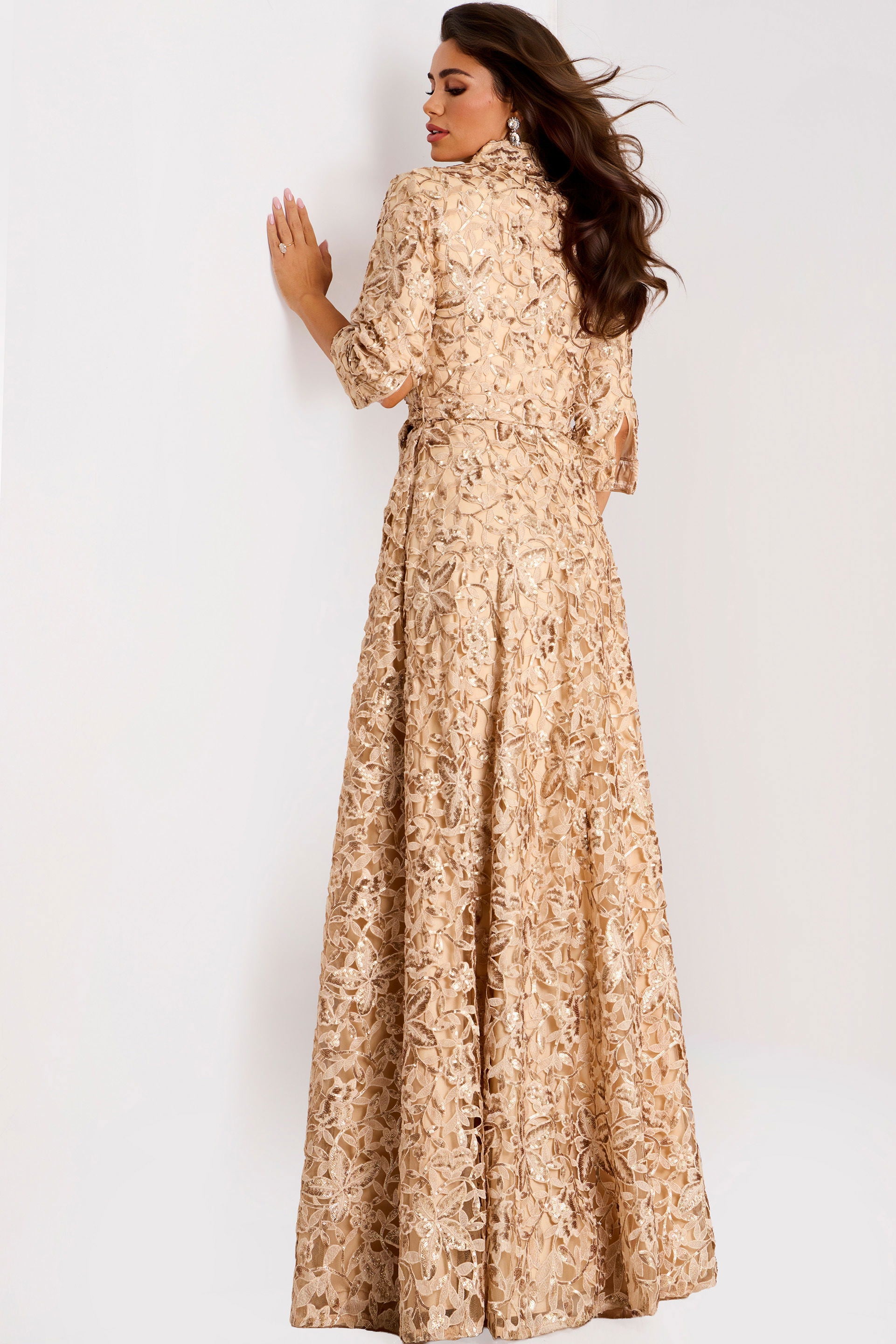 Mother of the Bride Dresses Long Formal Lace A Line Mother of the Bride Dress Jovani 39426 Champagne