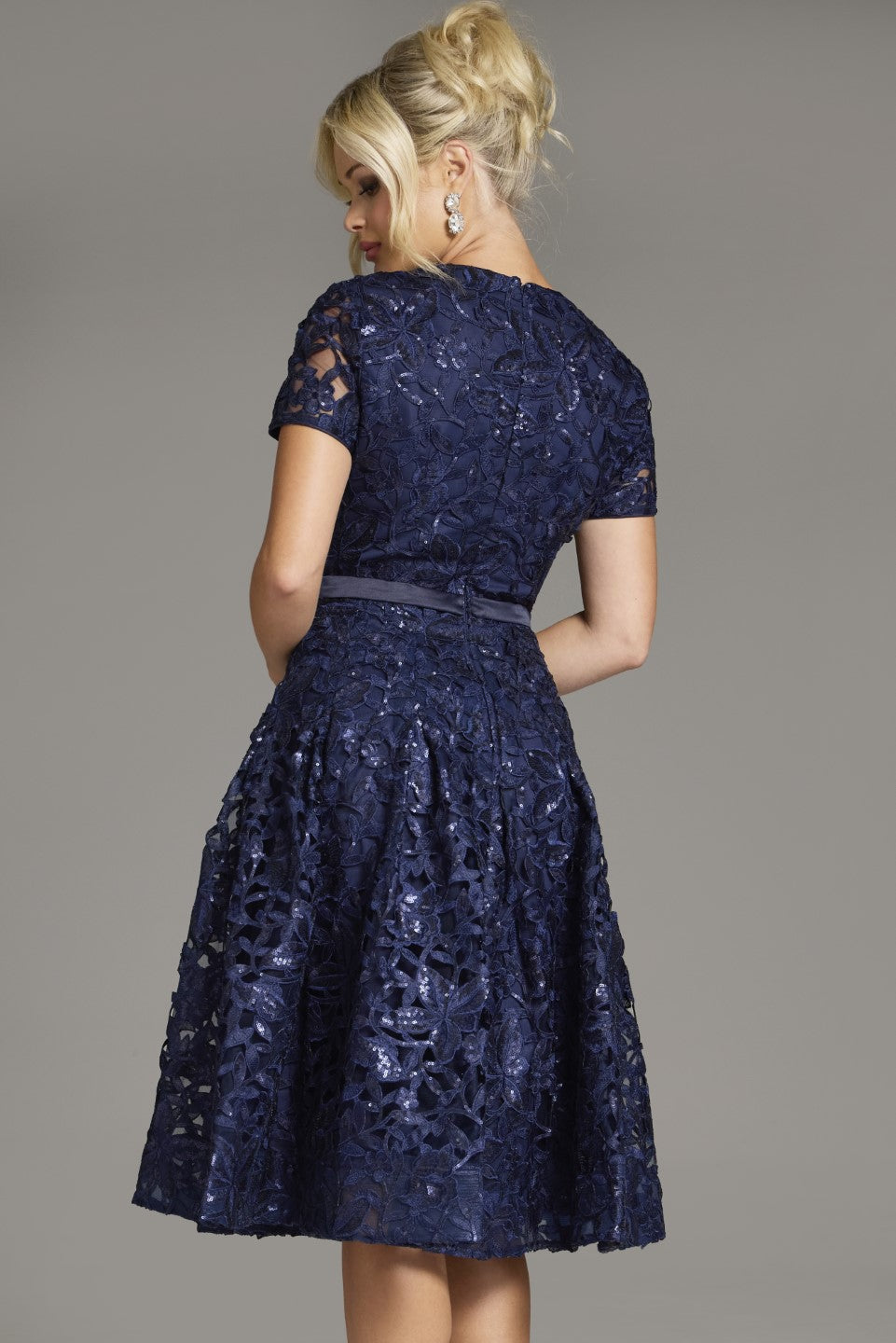 Mother of the Bride Dresses A Line Short Mother of the Bride Lace Tea Length Dress Navy