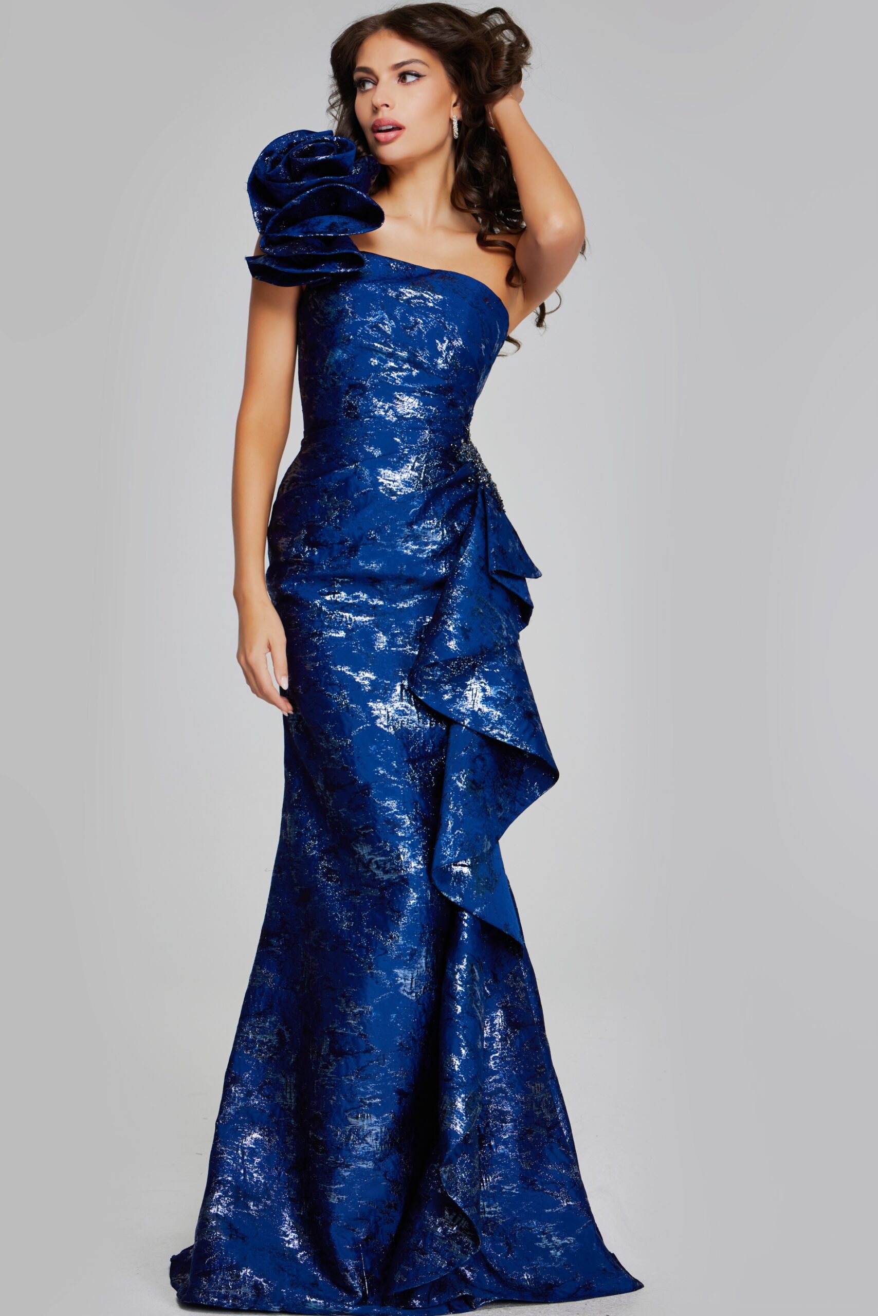 Formal Dresses Long Mermaid Metallic Formal Evening Dress Navy/Multi