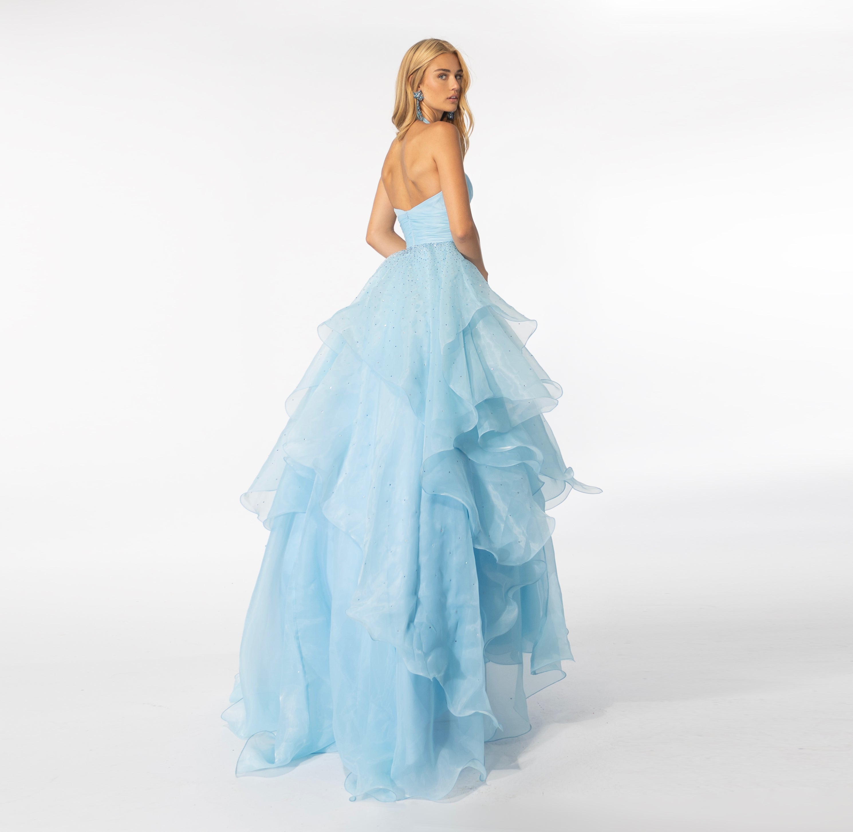 Prom Dresses Long Ruffle Skirt Prom Dress Light Blue