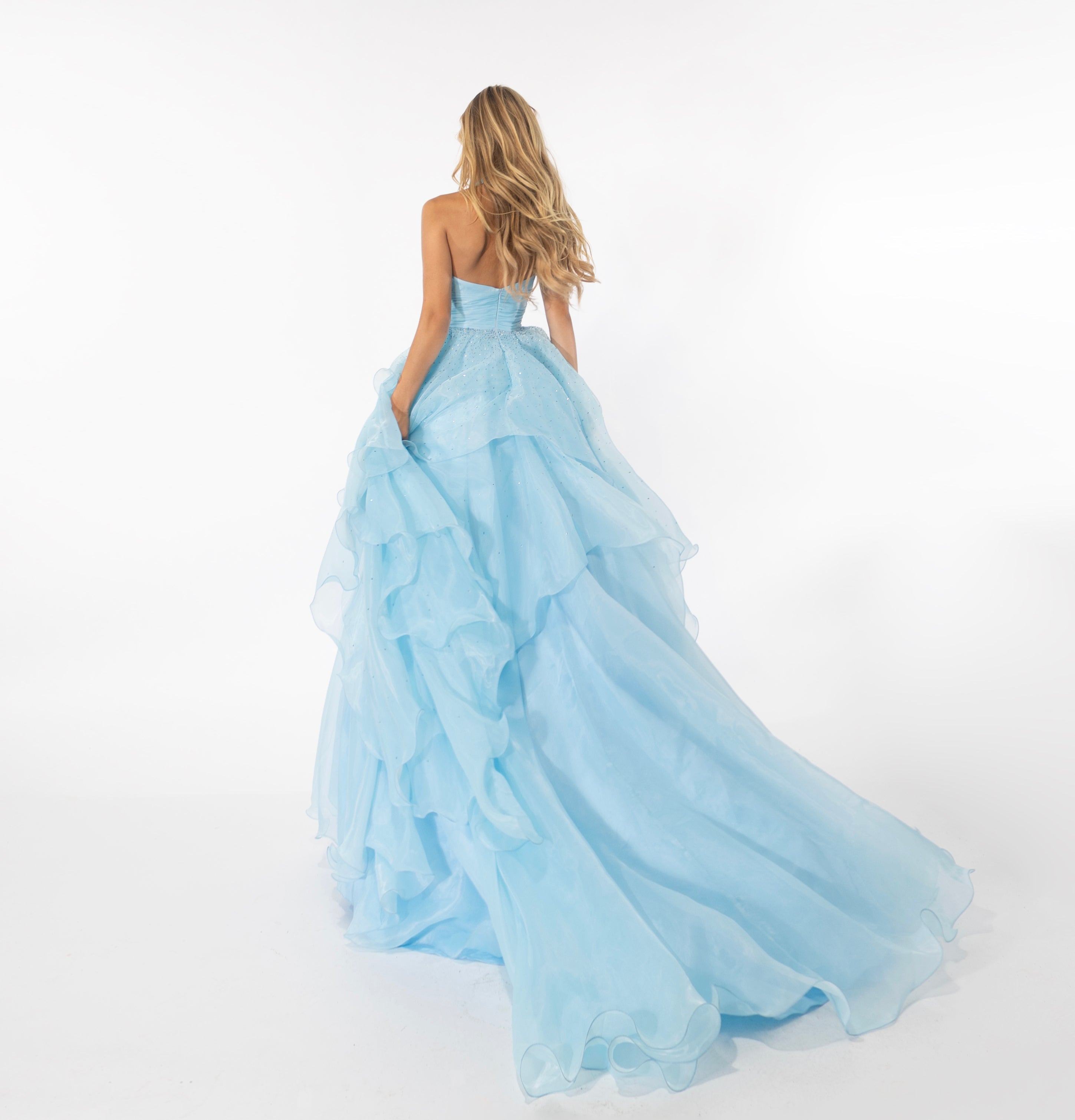Prom Dresses Long Ruffle Skirt Prom Dress Light Blue
