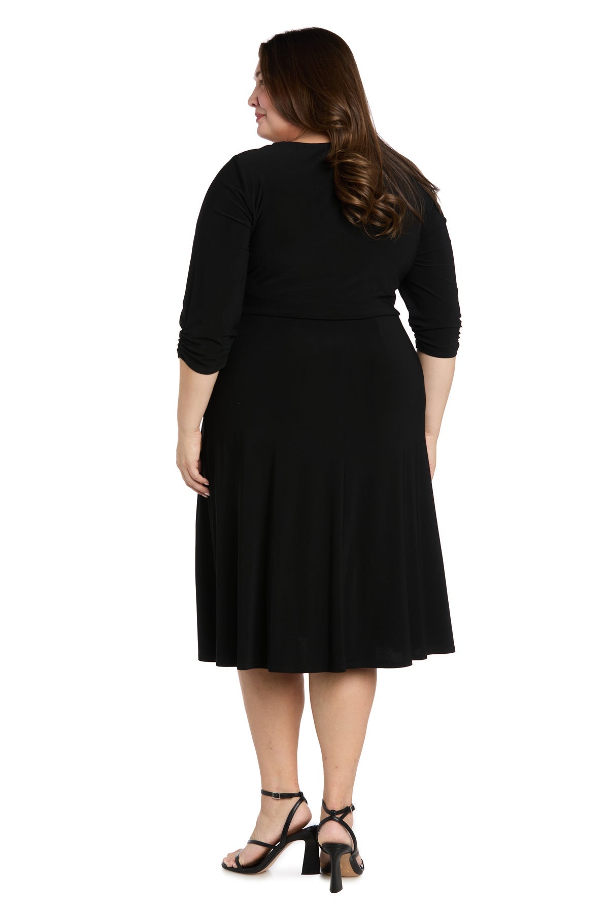Plus Size Dresses Short Metallic Midi Cocktail Plus Size Dress R&M Richards 3961W Black