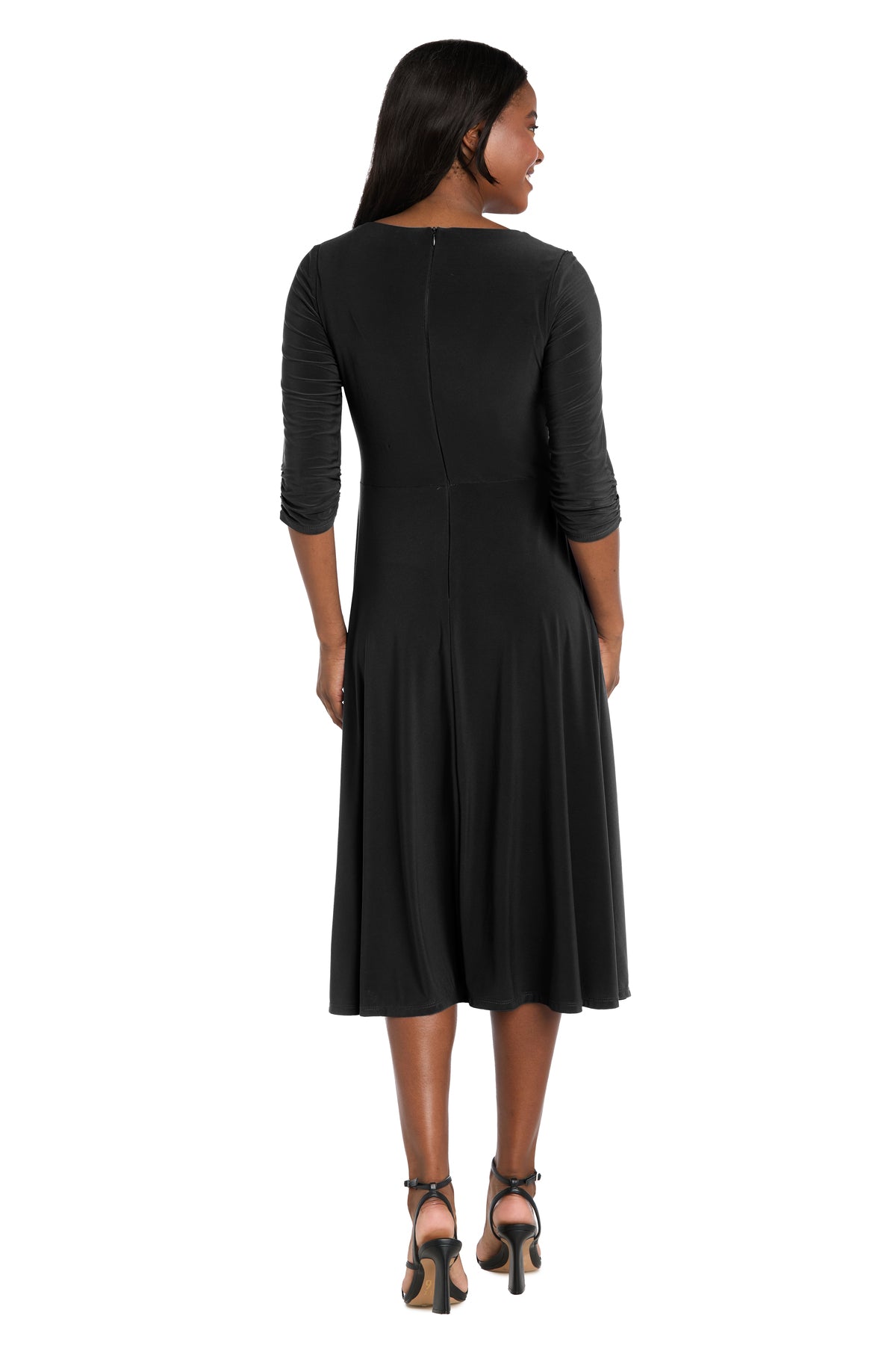 Cocktail Dresses Short Metallic Midi Cocktail Dress R&M Richards 3961 Black
