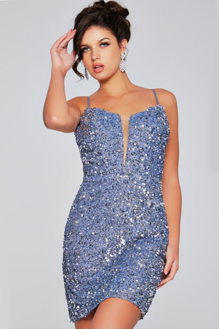 Cocktail Dresses Homecoming Short Sequin Cocktail Dress Light-Blue