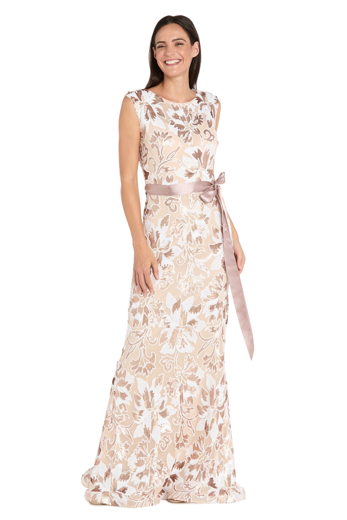 Formal Dresses Long Floral Formal Evening Dress R&M Richards 3965 Nude/Multi