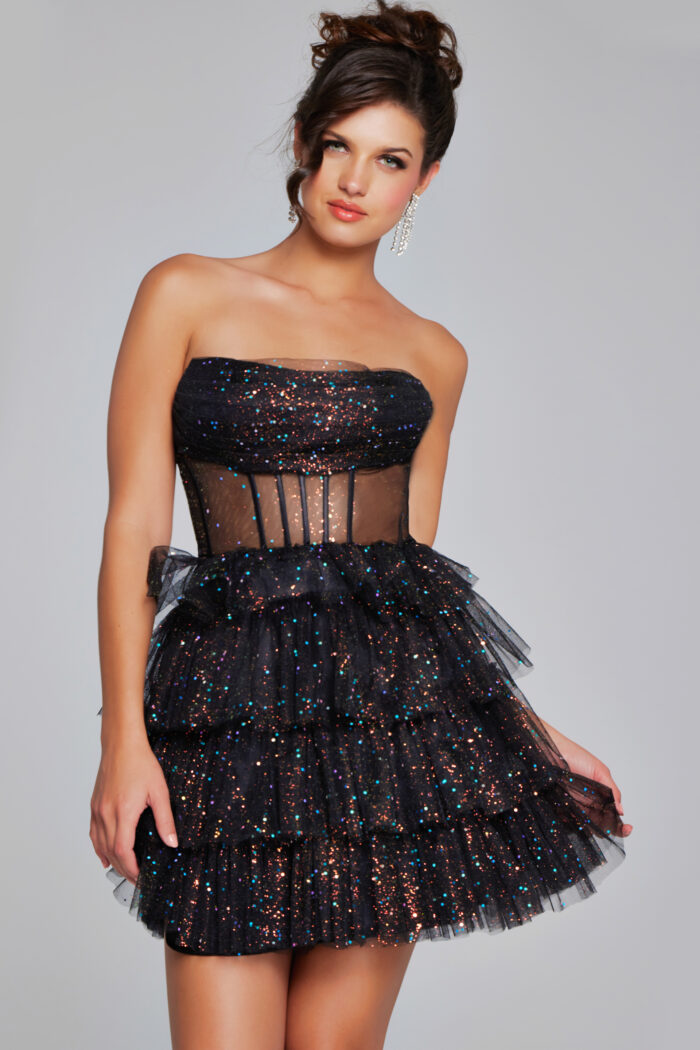 Cocktail Dresses Homecoming Short Sequin Corset Cocktail Dress Black