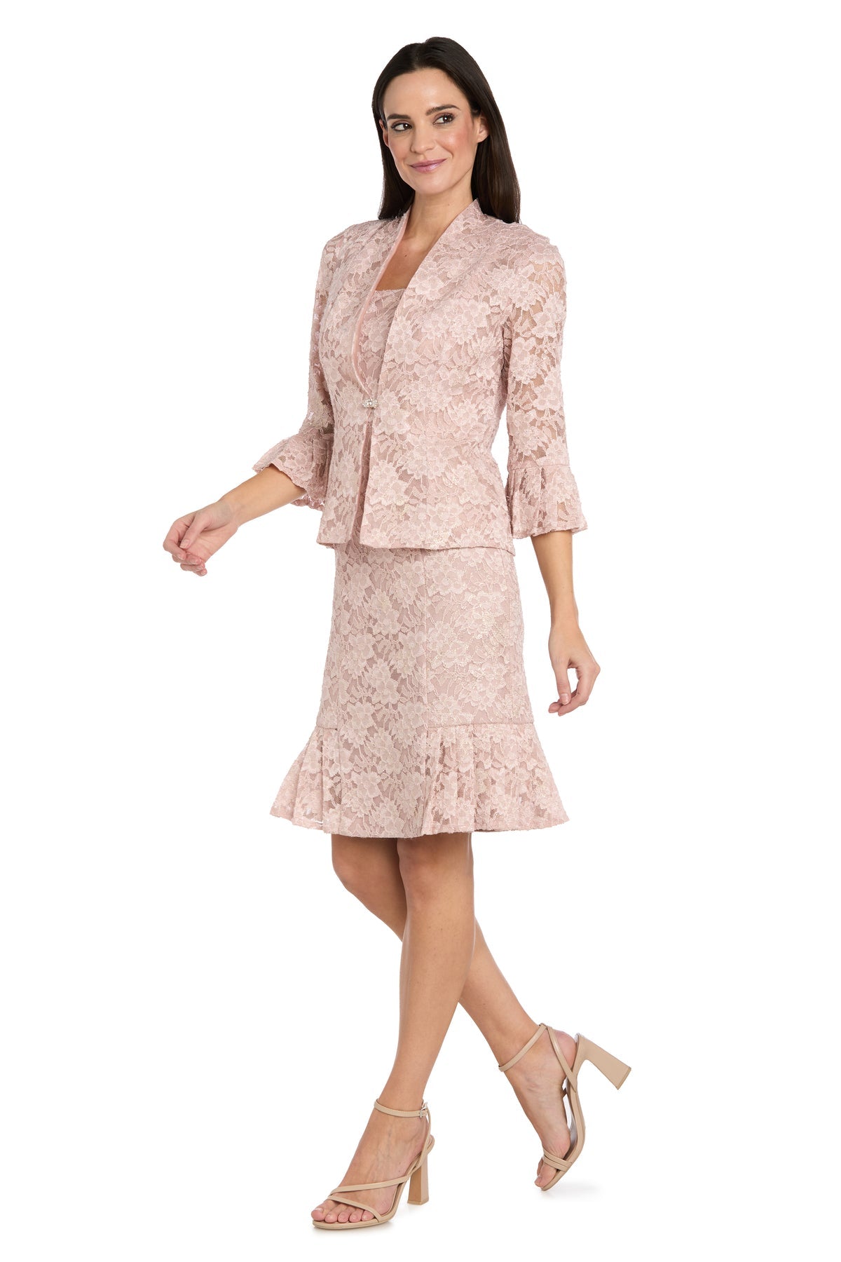 Square Knee-Length Lace Mother of the Bride Two-Piece R&M Richards 3978P