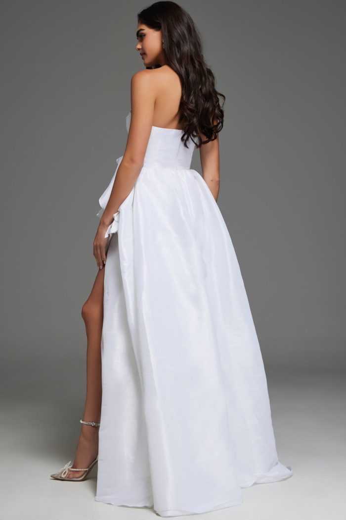 Wedding Dresses Long High Slit Floral Wedding Dress Off-White
