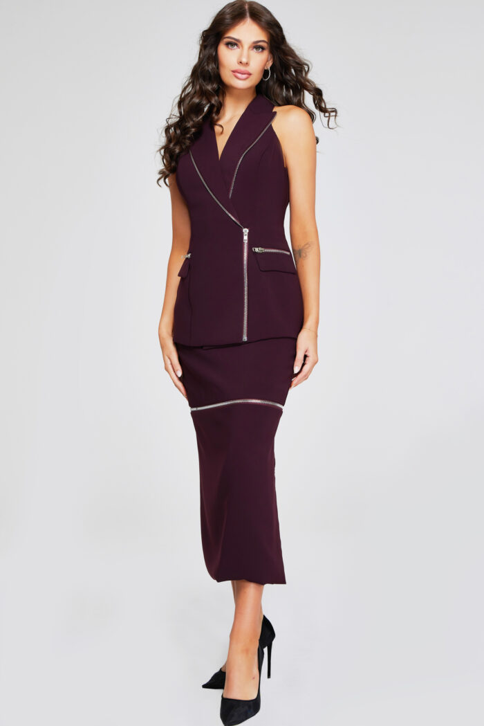 Cocktail Dresses Short Slit Detail Fit Cocktail Dress Plum