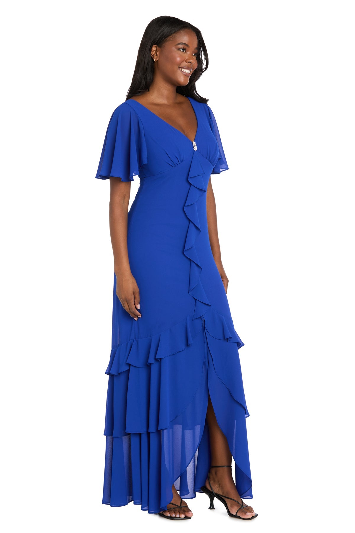 Formal Dresses Long Ruffle Formal Dress R&M Richards 3982 Cobalt