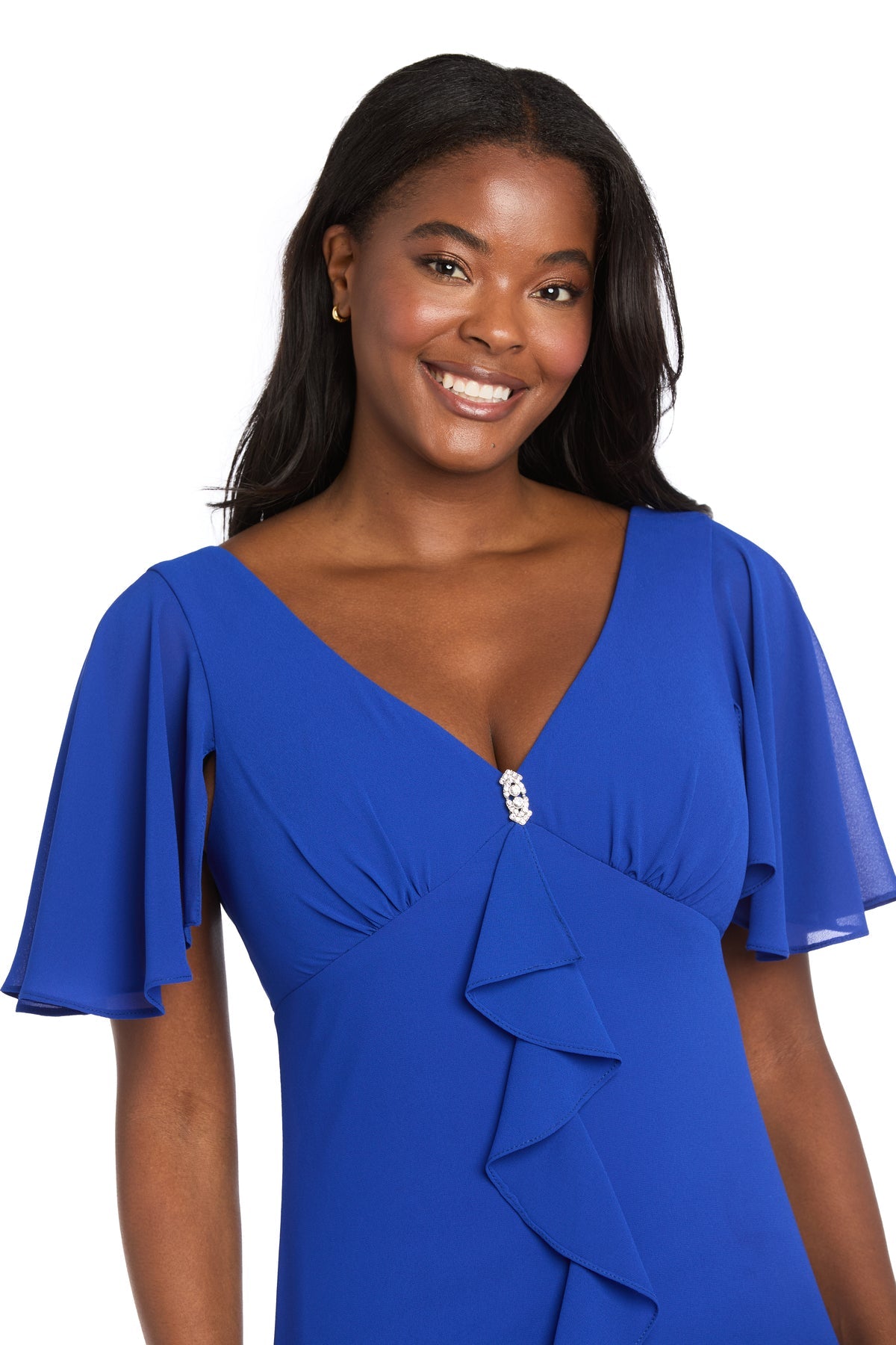 Formal Dresses Long Ruffle Formal Dress R&M Richards 3982 Cobalt
