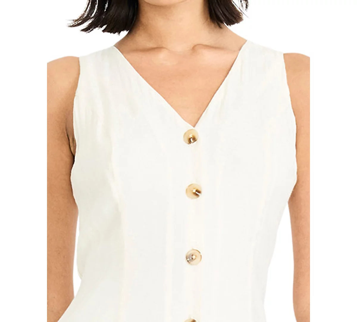 Sleeveless Flare Shirt Dress in White Maggy London GT1253M