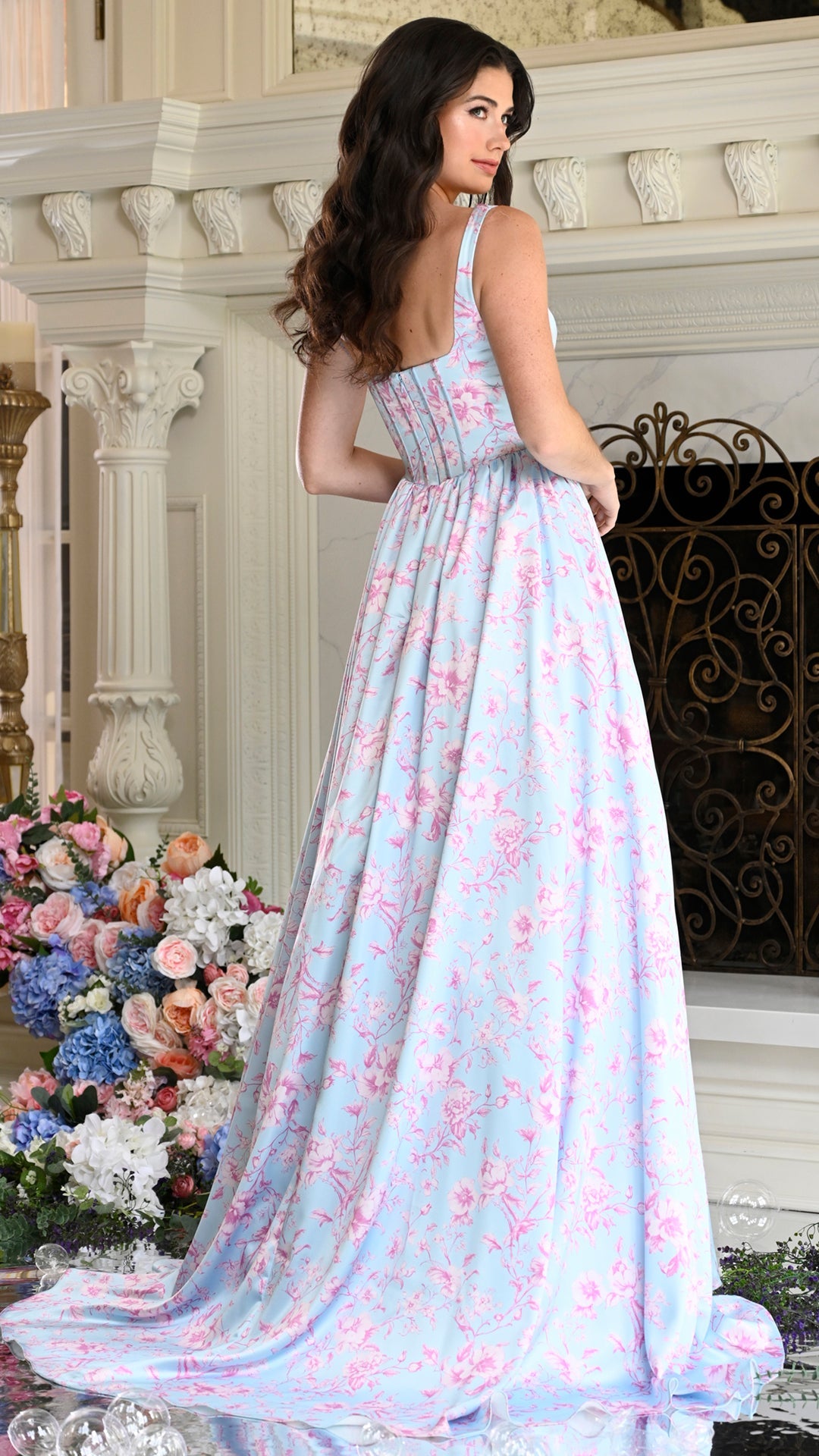 Square Floor-Length Satin Formal A-Line Colors 3996