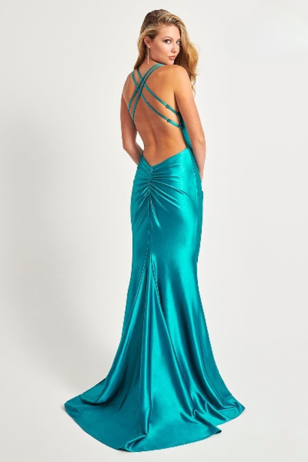 Prom Dresses Long Formal Knot Slit Evening Prom Dress Peacock