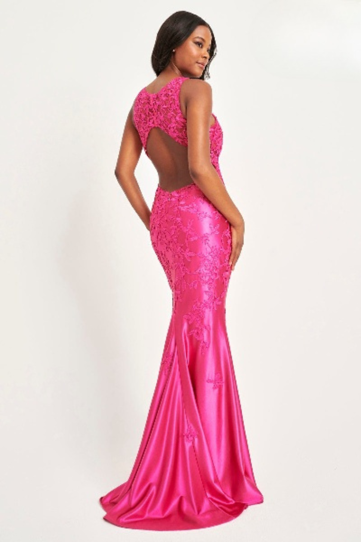 Prom Dresses Prom Long Fitted Lace Applique Formal Dress Raspberry