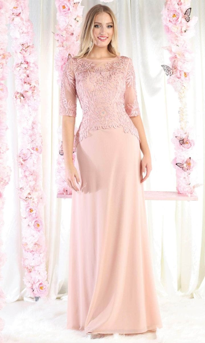 Illusion Floor-Length Chiffon Evening Gown A-Line May Queen 1979