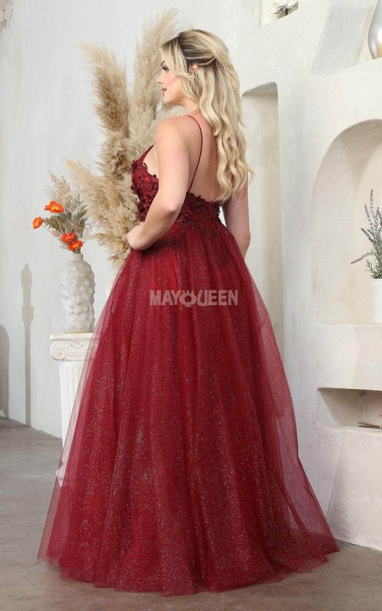 V-Neck Floor-Length Tulle Prom A-Line May Queen 2011