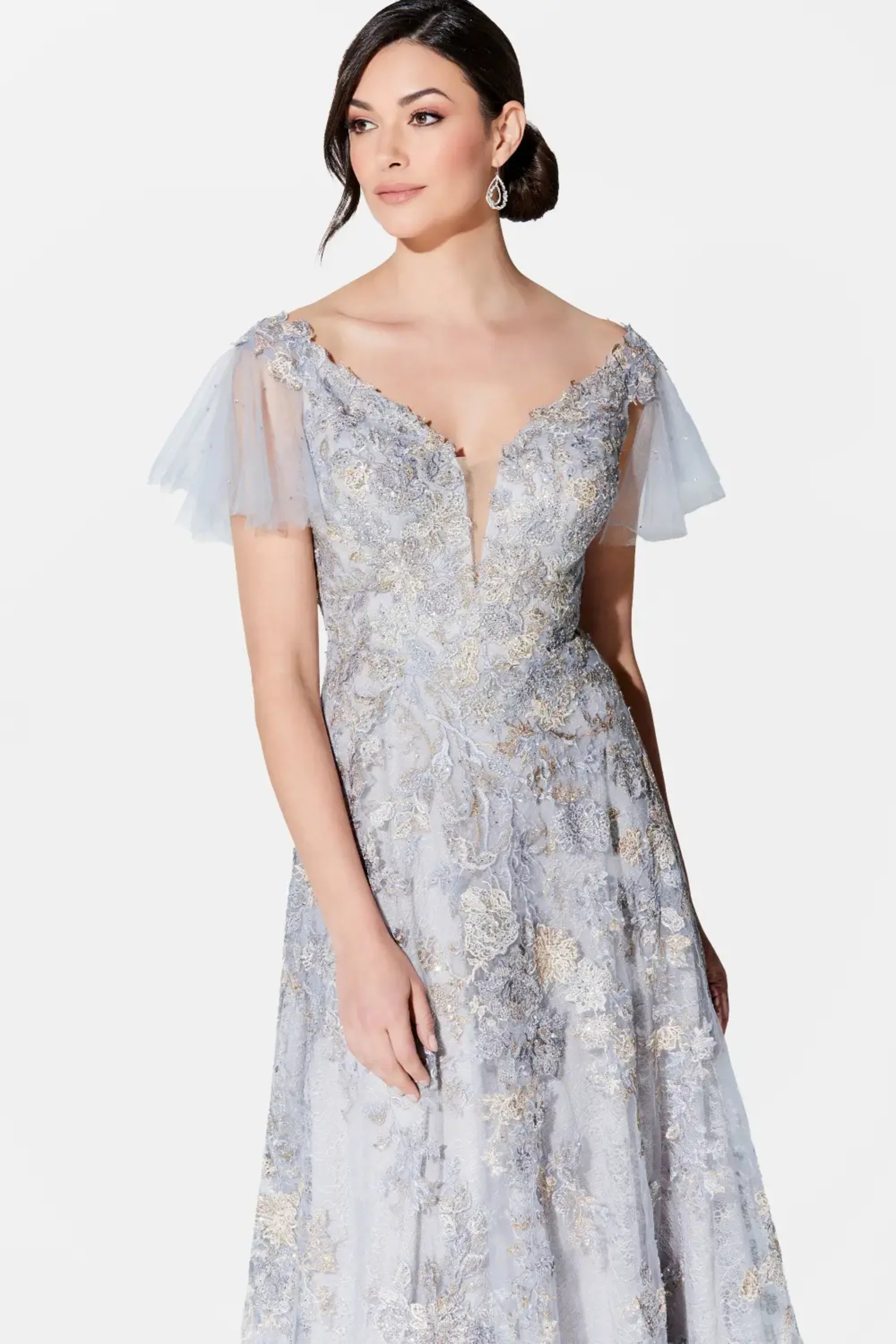 Mother of the Bride Dresses A Line Long Mother of the Bride Formal Dress Dusty Blue/Silver