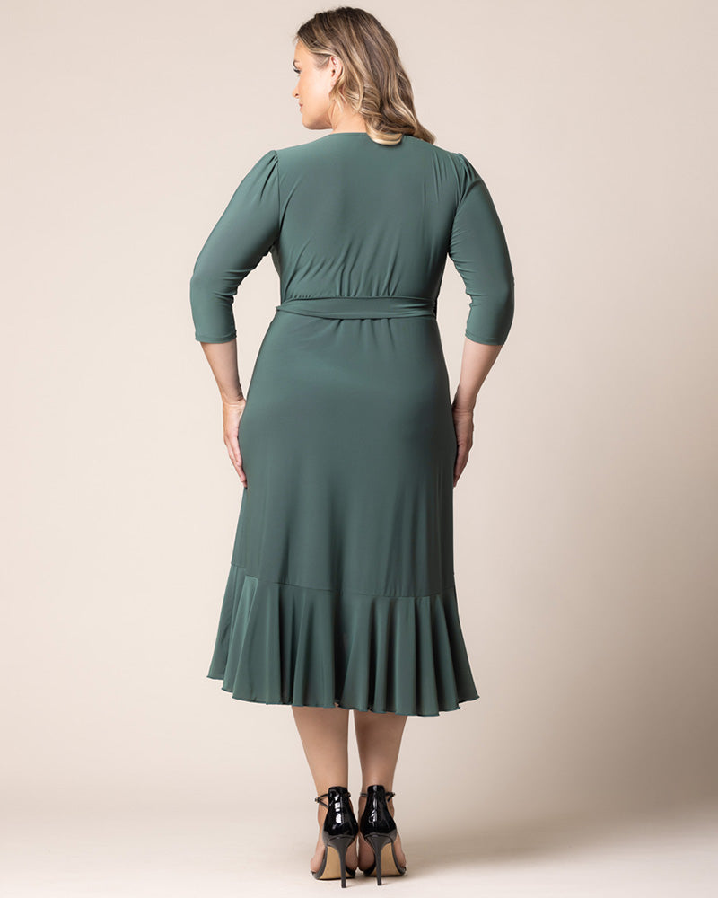 Plus Size Dresses Short Ruffle Cocktail Plus Size Dress Kiyona 11122201 Fern Green