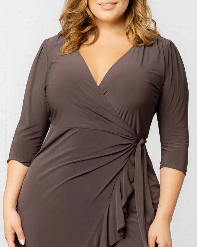 Plus Size Dresses Short Ruffle Cocktail Plus Size Dress Kiyona 11122201 Java