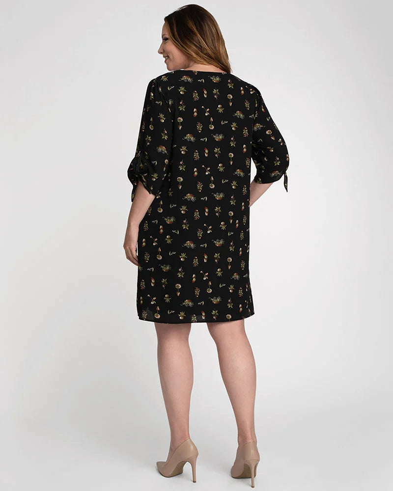 Plus Size Dresses Short A Line Cocktail Plus Size Dress Potted Plant Print