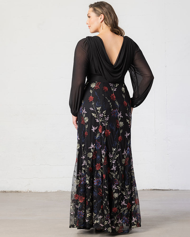 Plus Size Dresses Long Sleeves Floral Long Formal Plus Size Dress Enchanted Garden