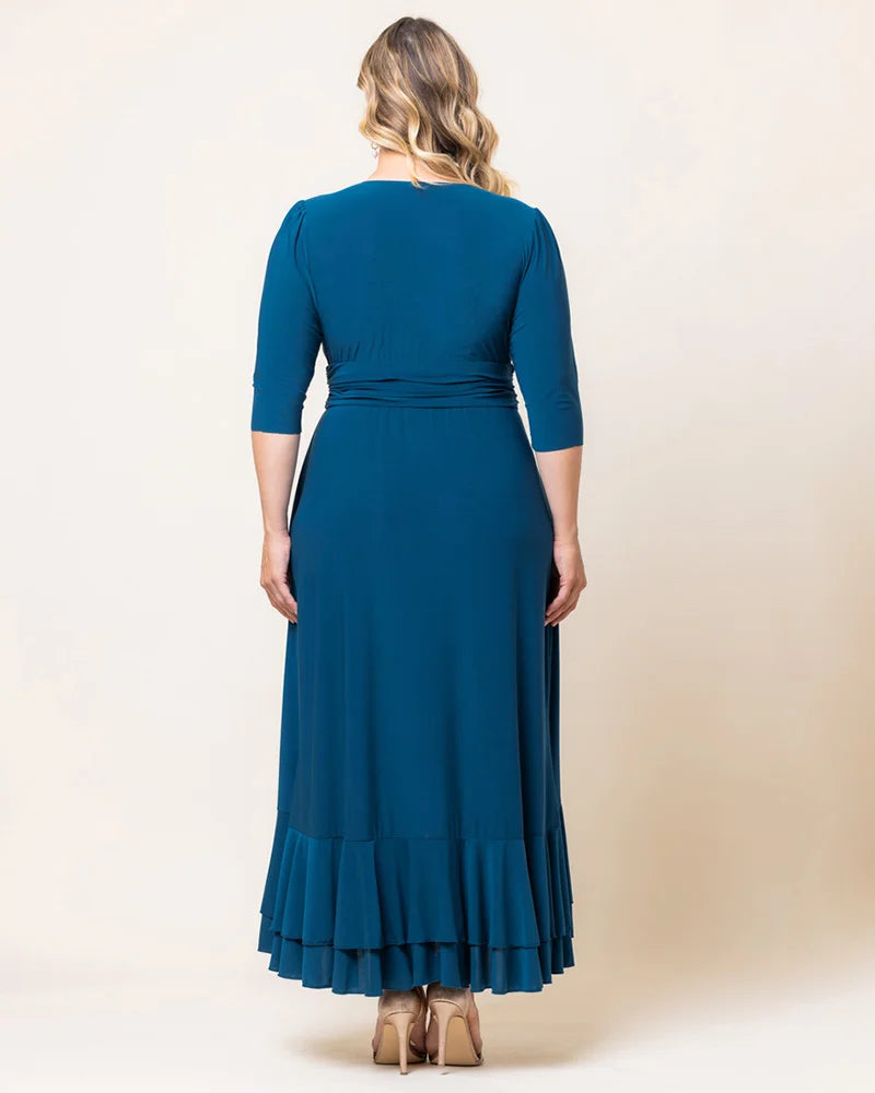 Plus Size Dresses Short Ruffle Cocktail Evening Plus Size Dress Aegean Blue