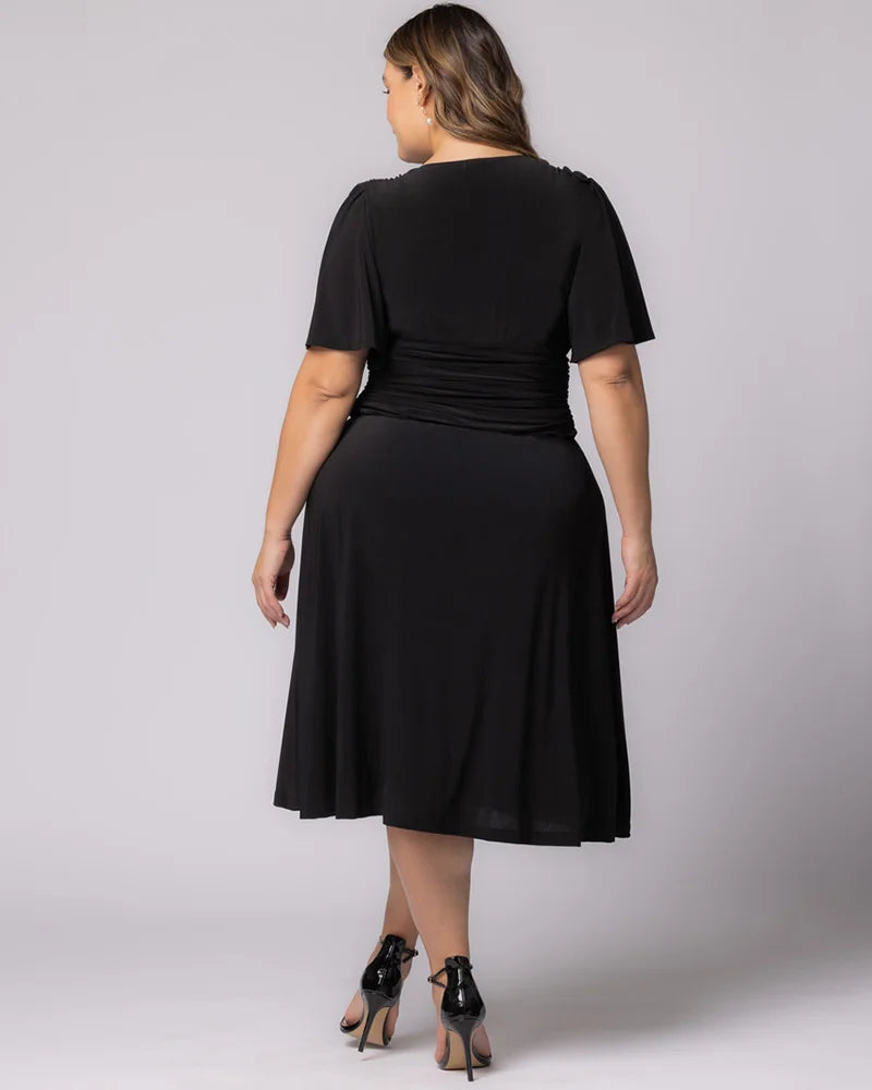 Plus Size Dresses Plus Size Midi Cocktail A Line Formal Dress Kiyonna 11242205 Black Noir