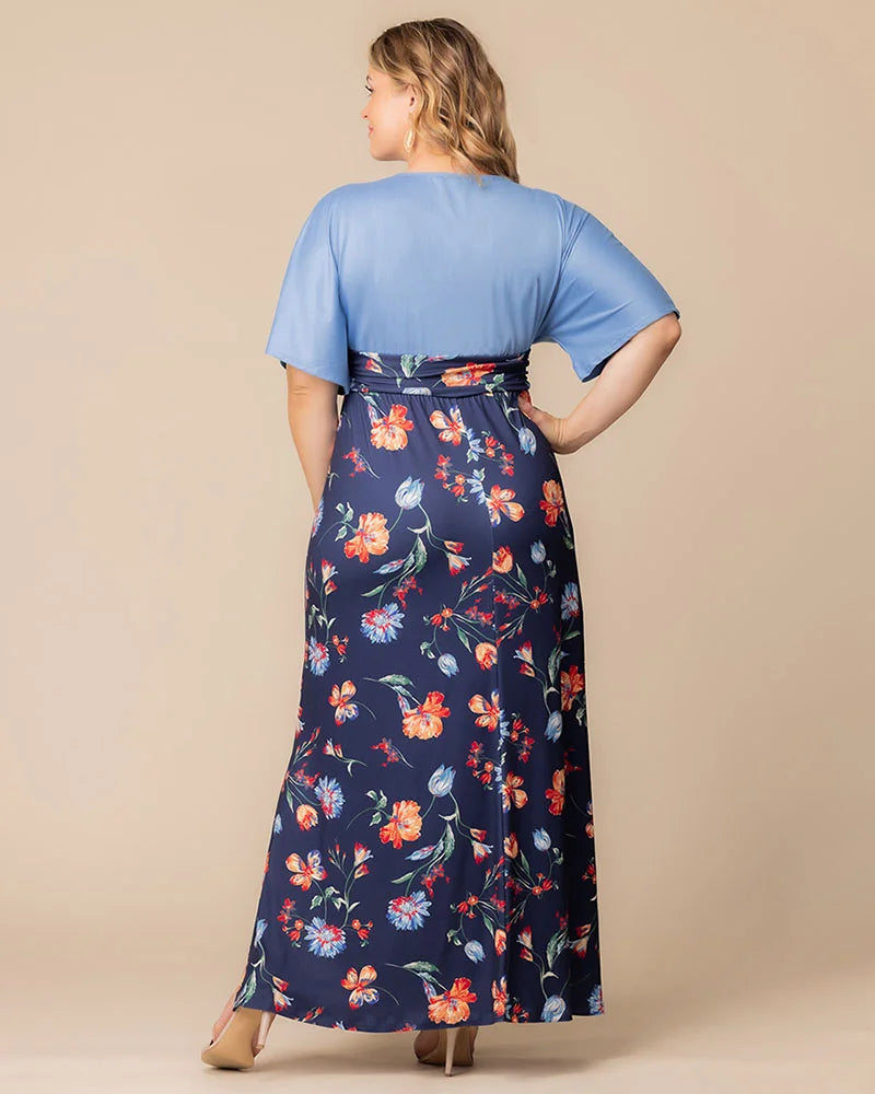 Plus Size Dresses Plus Size Long Floral Formal Dress Kiyonna 11242603 Vibrant Navy Florals
