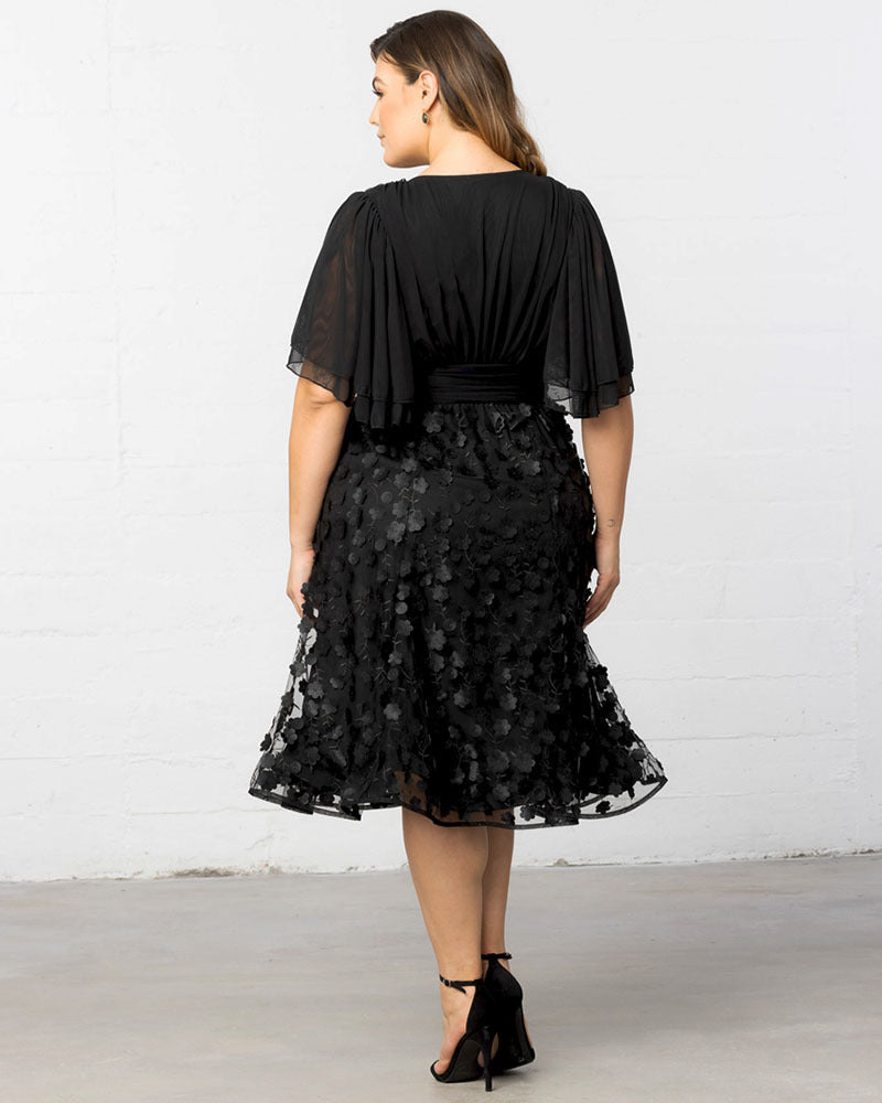 Plus Size Dresses Short Floral Midi Cocktail Plus Size Dress Onyx Blossoms