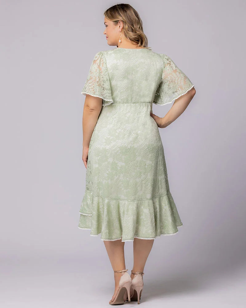 Plus Size Dresses Formal Cocktail Plus Size Midi Ruffle Dress Kiyonna 11250911 Sage