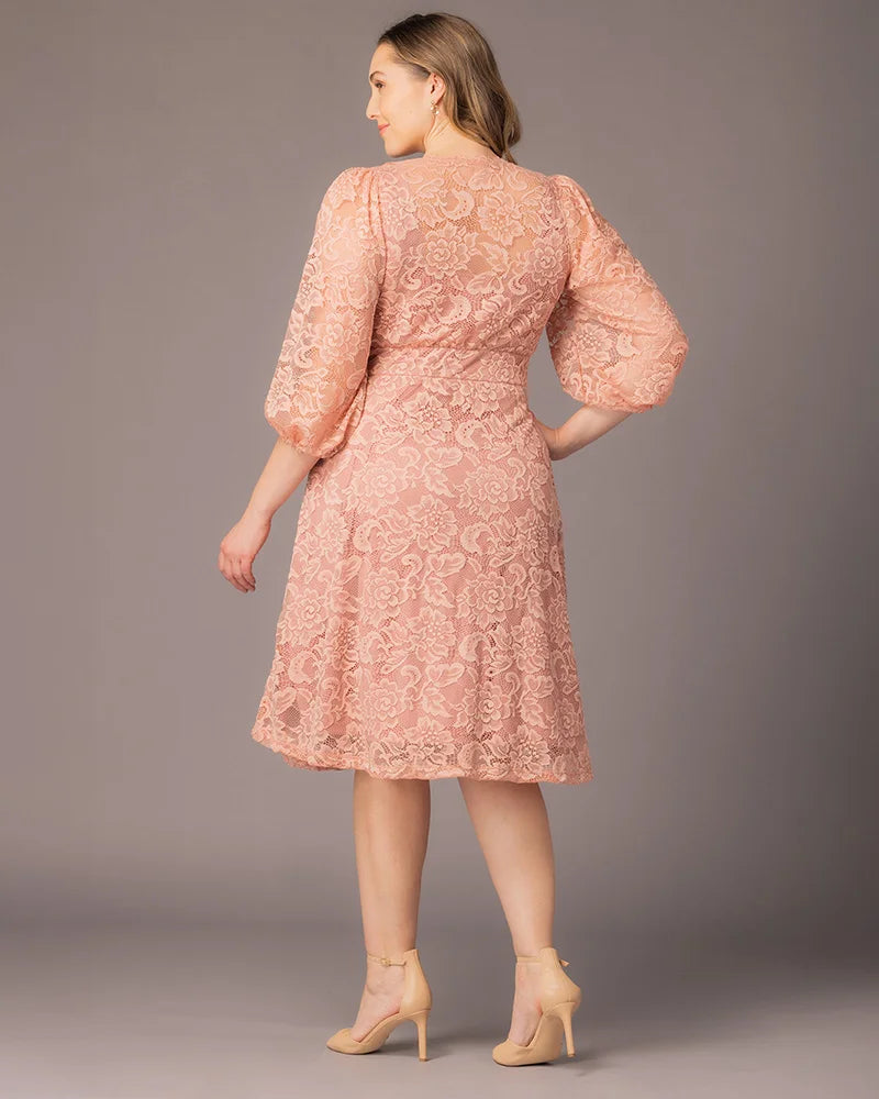 Illusion Knee-Length Lace Evening A-Line Kiyonna 11260901